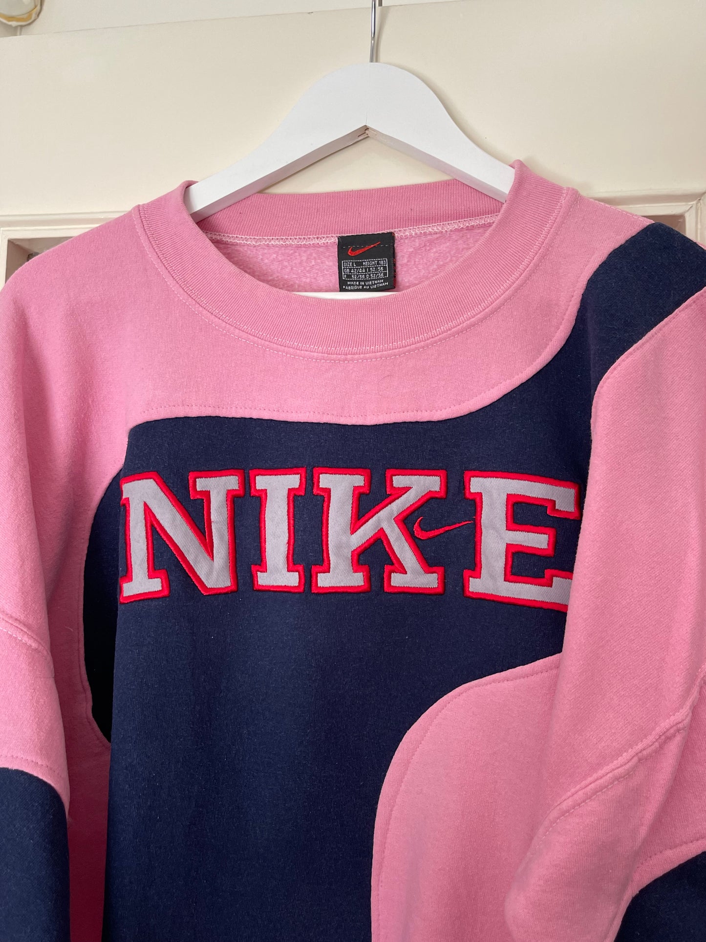 NIKE REWORKED RETRO PINK CREWNECK SWEATSHIRT