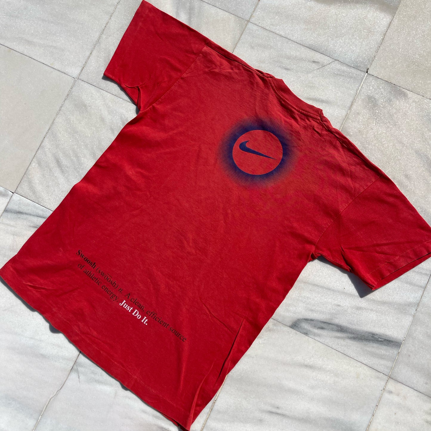 NIKE 1990s SINGLE STITCH SWOOSH RED T-SHIRT