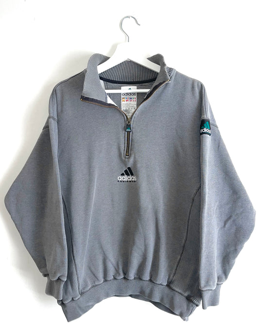 ADIDAS 90s EQUIPMENT GREY ZIP SWEATSHIRT