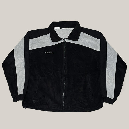 COLUMBIA 90s RETRO BLACK/ GREY FLEECE JACKET (with Nylon Details)