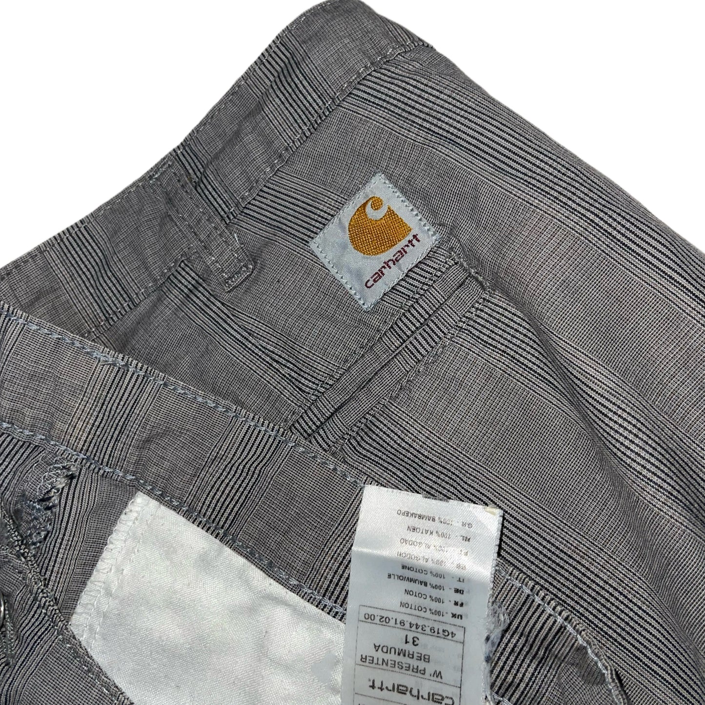 CARHARTT SQUARE CHECK GREY BERMUDA PANTS