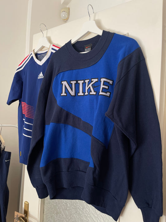 NIKE REWORKED VINTAGE BLUE BLACK CREWNECK SWEATSHIRT