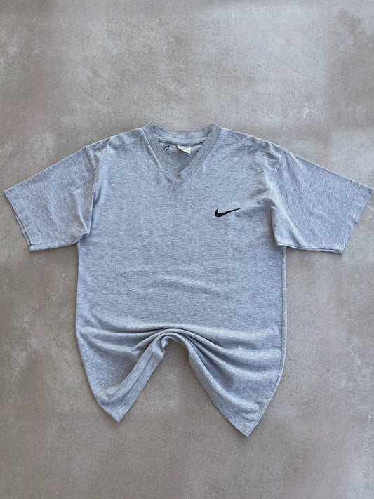 NIKE V-NECK 1990s GREY T-SHIRT