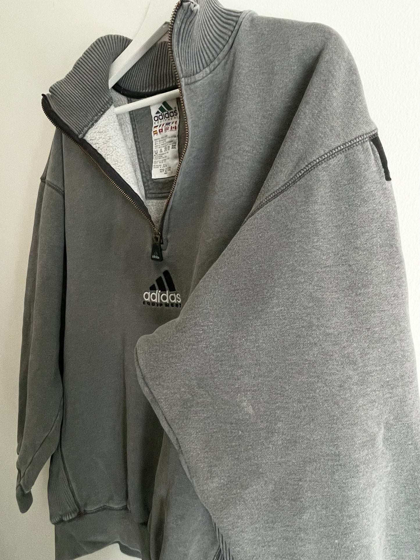 ADIDAS 90s EQUIPMENT GREY ZIP SWEATSHIRT