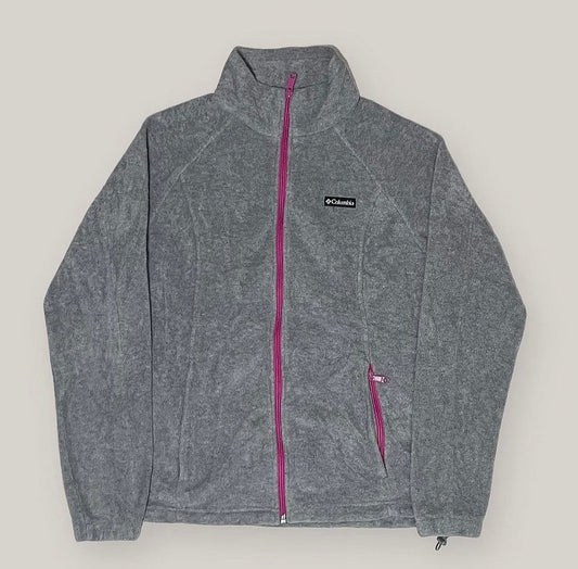 COLUMBIA GREY WOMEN FLEECE WITH HOT PINK ZIP DETAILS