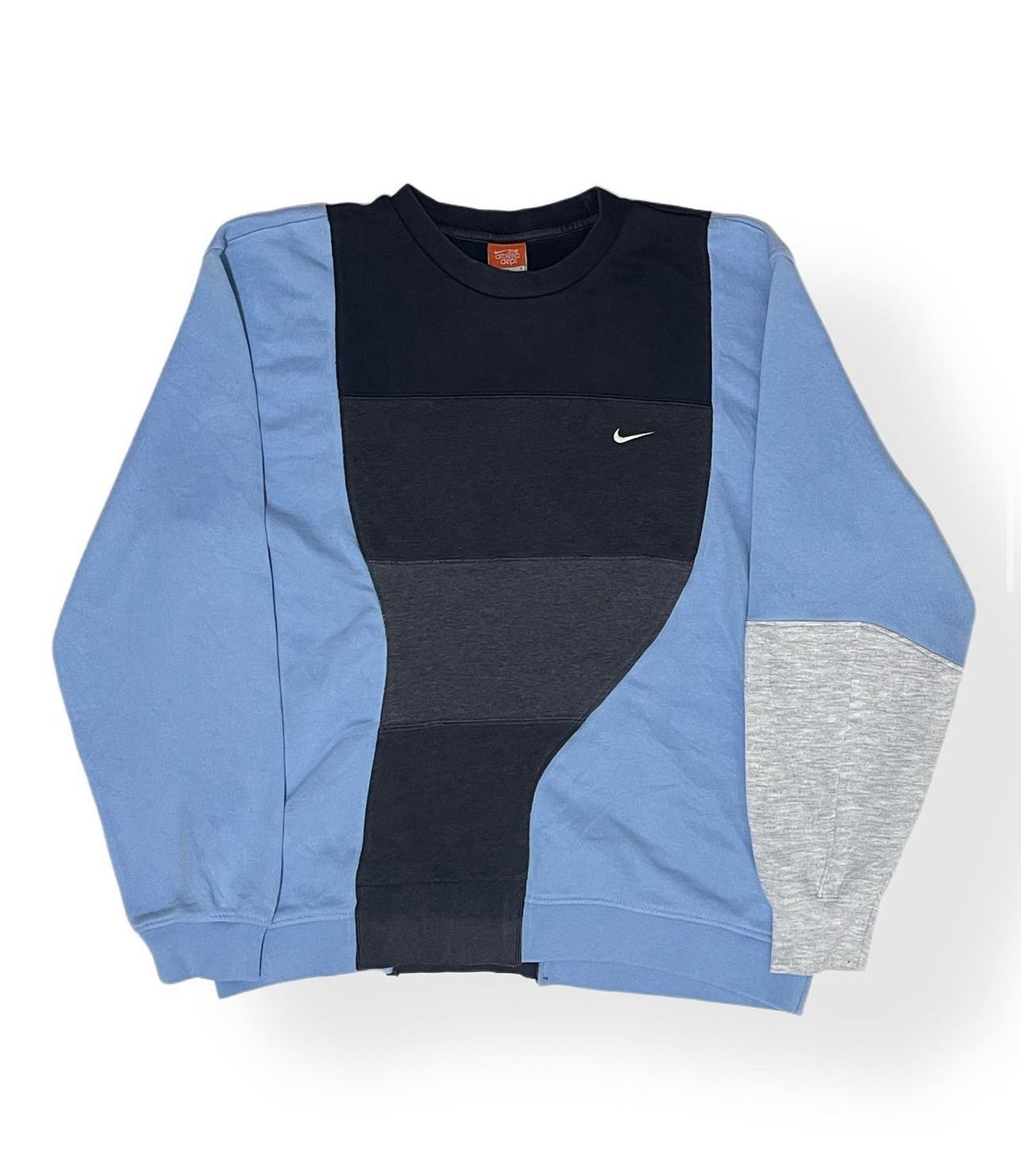 NIKE AMAZING RETRO WAVY BABY BLUE REWORKED SWEATSHIRT WITH GREY DETAILS