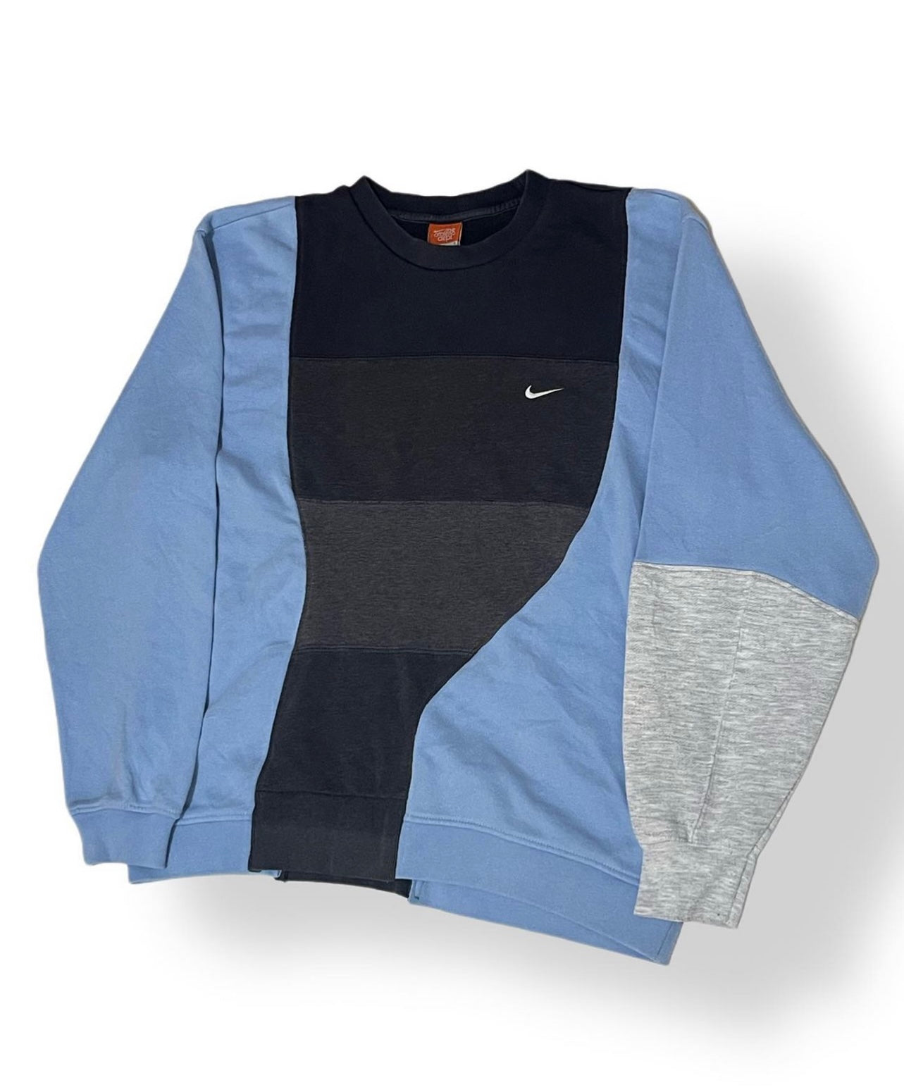 NIKE AMAZING RETRO WAVY BABY BLUE REWORKED SWEATSHIRT WITH GREY DETAILS