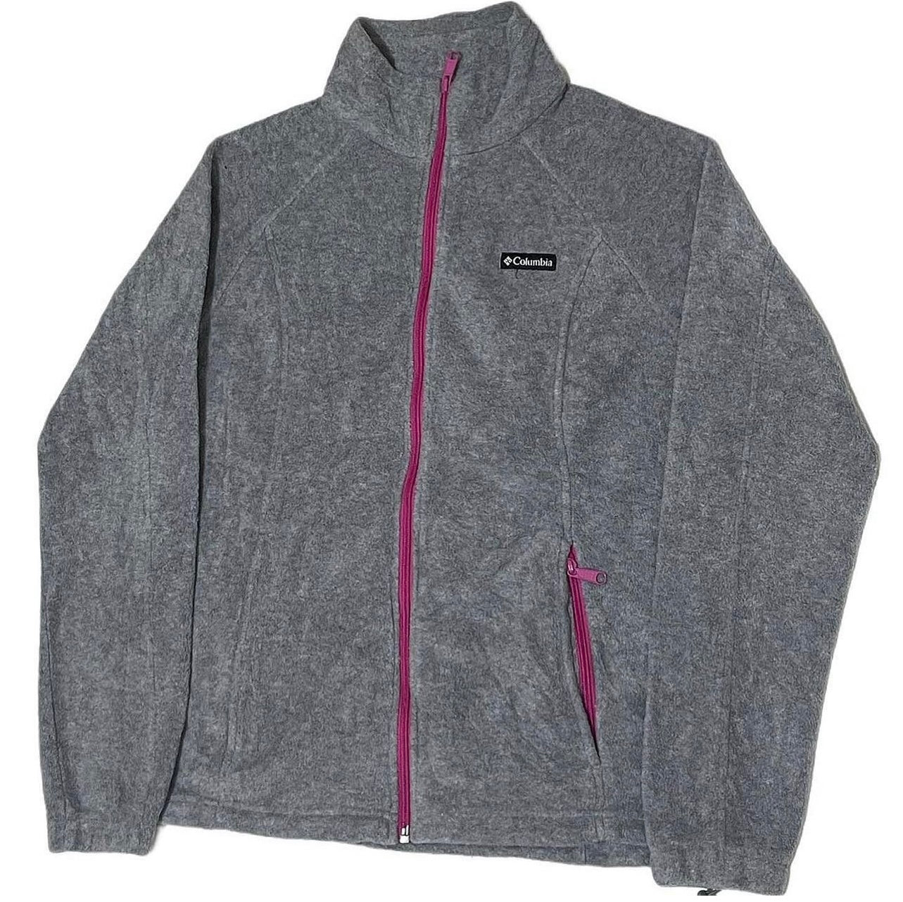 COLUMBIA GREY WOMEN FLEECE WITH HOT PINK ZIP DETAILS